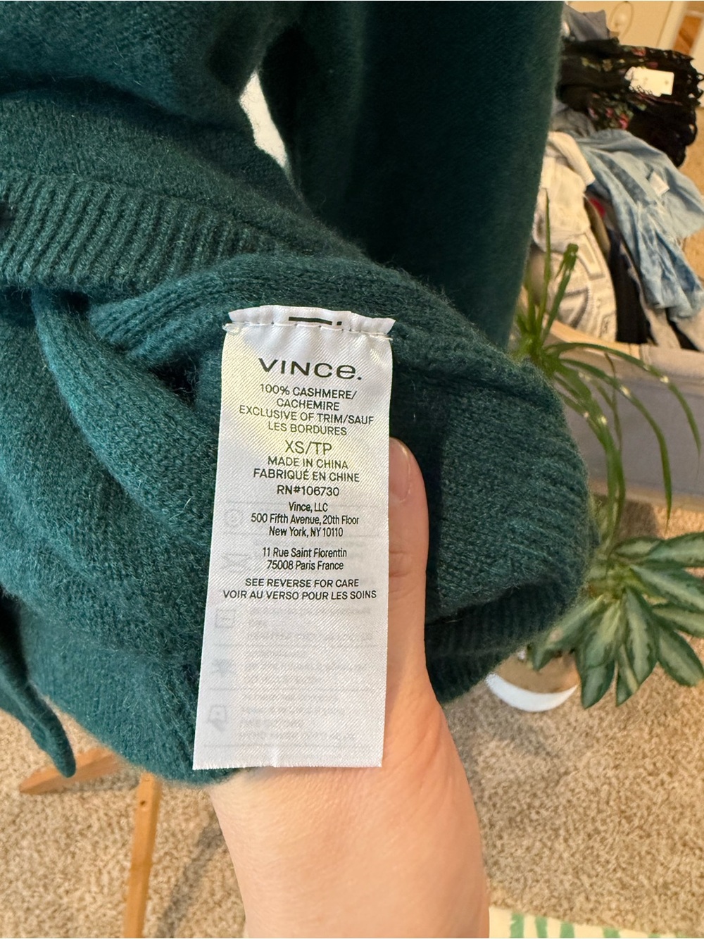 Vince Deep Teal V-Neck Button Front Cardigan - Picture 6 of 7